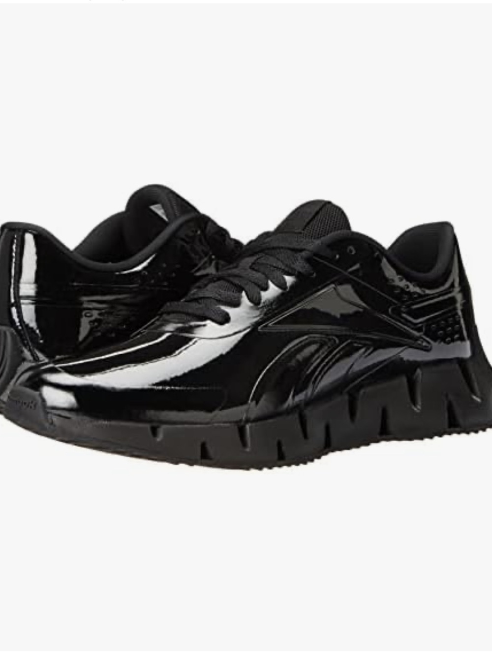 Reebok Zig Dynamica 2 Triple Black sneakers glossy black patent leather size 8.5